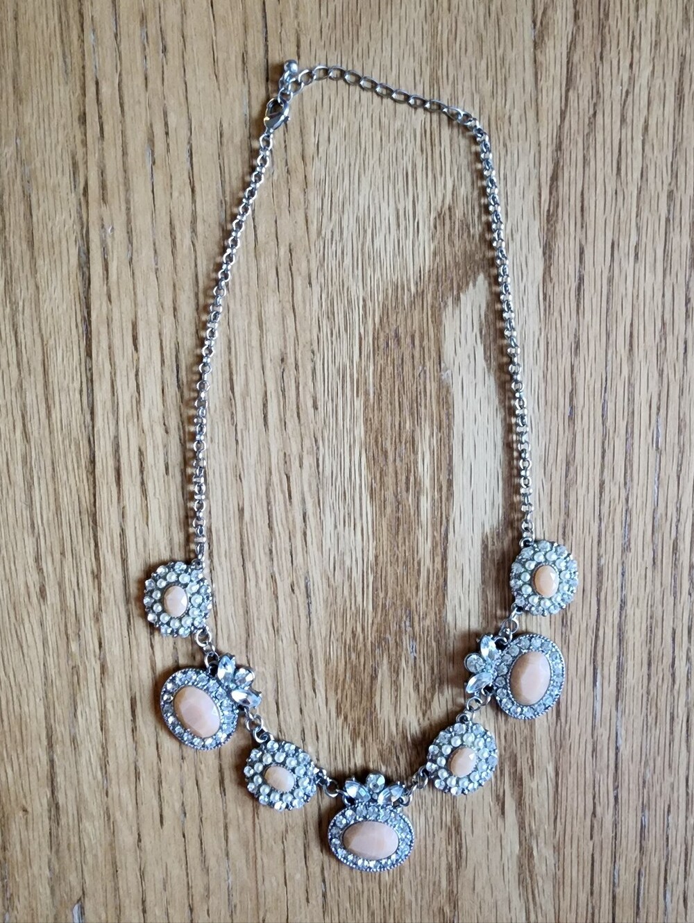 No Brand Women's Silver & Pink Costume Jewelry Statement Necklace